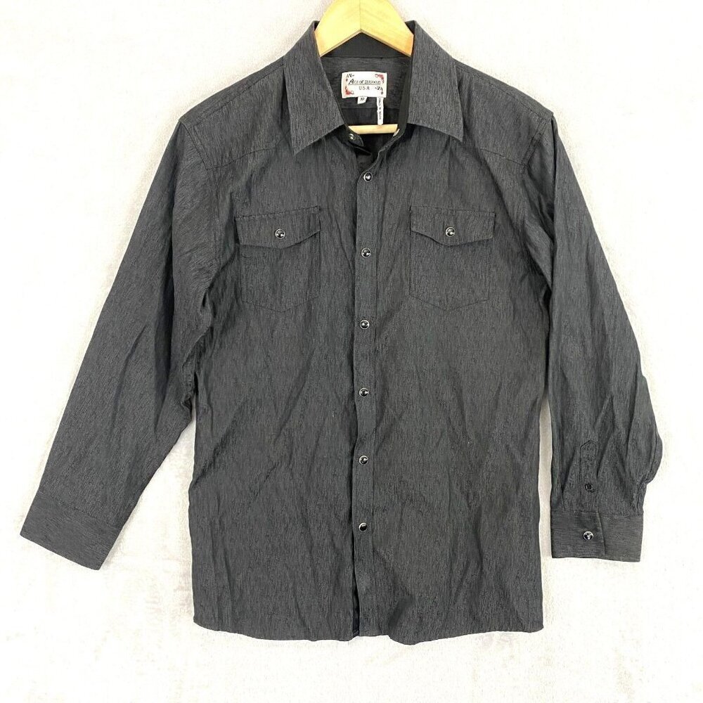 Ace of Diamond USA Youth‎ Western Snap Up Shirt Size 18 Long Sleeve Cowboy Gray